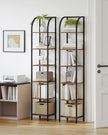 Bookshelf Narrow Bookcase, Tall Storage Rack with Steel Frame, Display Standing Shelf Unit, Skinny Book Shelf for Study Living Room Home Office, Industrial Style, 6-Tier Rustic Brown BC56001B