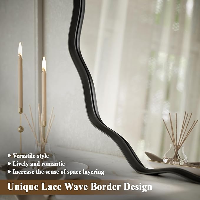 VooBang Black Scalloped Circle Mirror, 24