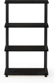 Furinno TURN-S-TUBE Storage Shelves, 4-Tier Book Shelf, Corner Shelf, Toolless Open Shelves, for Organization and Storage, Living Room, Garage, Home Office, Espresso
