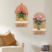 2 Pcs Boho Wall Shelf, Rainbow Arch Wooden Floating Shelf, Bohemian Floating Shelves Wall Decor for Nursery Bedroom Living Room Mid Century Hanging Shelf, 7.09 × 4.72 × 13.58 inches
