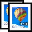 FIXSMITH 11x14 Picture Frame, Black Photo Frame with HD Plexiglass, Display Pictures 8x10 with Mat or 11x14 Without Mat, Picture Frames Collage for Wall Display, 2 Pack