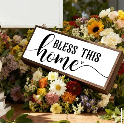 Bless This Home Sign, Positive Home Decor, Religious Artwork for Tabletop Decor, Farmhouse Wall Decoration, Living Room Desktop Decors, Housewarming Gift for House Owner