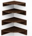 Alsonerbay Corner Shelf Wall Mount, Floating Shelves for Wall Storage and Display, Set of 4 Rustic Wood Shelves for Bedroom, Kitchen, Living Room, Nursery and Office (Dark Brown)