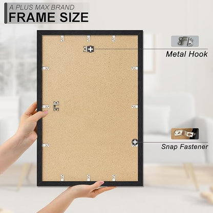 A PLUS MAX 16x24 Picture Frame, Black Engineered Wood Frame for 16 x 24 Inch Picture Poster Photo, Light Weight 16 by 24 Frame with Wood-grain for Wall - 1 Pack/Black/16 x24