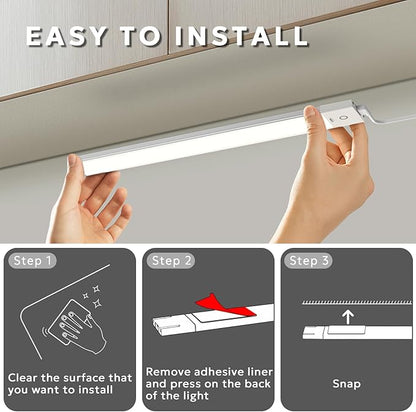 MYPLUS 2pcs 12" Under Cabinet Lights with 5 Color Temperature, Side-Illuminated, Dimmable 285 Lumens,49 LEDs,7W,LED Light Bar Plug-in for Kitchen, Cabinet, Counter and Shelf