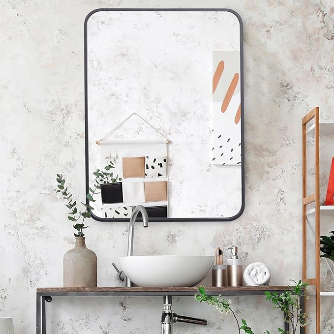 ZenStyle Black Metal Framed Rectangular Wall Mirror 22