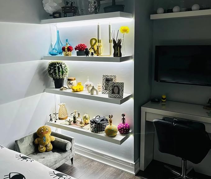 6 Pcs COB LED Strips Bright Dispaly Case Under Cabinet Light,Adhesive Backing Adjustable Brightness, Wardrobes Cabinet,Flexible LED Strips Light (Cool White, 6 * 40inch LED Strips)