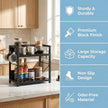 2 Tier Kitchen Counter Shelf Organizer, Coffee Bar Station Organizer, Space Saving Spice Rack, Countertop Shelf for Home Countertop Kitchen Office (Black)