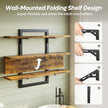 Bestier Floating Shelves for Wall, 32 inch Kitchen Shelves Wall Mounted, 3 Tier Coffee Bar Shelf with Foldable Brackets, Industrial Display Shelf for Bathroom, Living Room, Rustic Brown