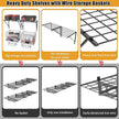 2 Pack Garage Shelves Wall Mounted with Wire baskets, Heavy Duty Garage Wall Shelving with Hooks, Wire Shelf Baskets Tool Organizer for Home Garden Garage Organization and Storage