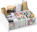 Coffee Station Organizer, Tea Condiment Organizer, Wood Pods Holder Storage Basket, White Coffee Bar Accessories