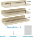 Floating Shelves with Metal Guardrail, Wall Decor Shelves for Bathroom, Living Room and Bedroom, (Black-Natural) Shelves for Home Decor