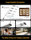 EBD LED Under Shelf Lights, 4-Way Splitter Light Bar, 12-Panel Cabinet Lighting, 4500K 5400Lm Counter Lights with Slack-Free Wiring, Maximized for Spacious 4-Layer Showcase, Bookcase & Storage Rack