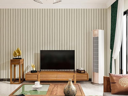 Wallpaper Peel and Stick Wood Grating Stripe Self-Adhesive Wallpaper Faux Wood Contact Paper Wood Slats Self Adhesive Wall Paper PVC Vinyl Film Removable Waterproof (Wood C, 17.3" x 236")