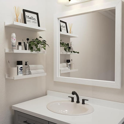 Floating Shelves Set of 6, White Wall Shelves with Lip, Display Shelves for Wall Decor, Modern Picture Ledge for Living Room, Bedroom, Nursery, Bathroom, Pictures, Books, Plants- White