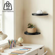 Small Wood Floating Shelves (2-Pack, 6-inch Diameter) - Round Sturdy Invisible Wall Mount Display for Small Plants,Toys,Bathroom,Living Room Storage & Modern Rustic Décor (Black)