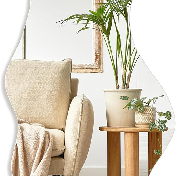 PERFNIQUE Irregular Wall Mirror Asymmetrical Mirror, 43''x24'' Decorative Modern Wall Decor for Bathroom Bedroom Living Room Entryway, Cloud Frameless, Wall Mounted(43''x24'', Cloud)