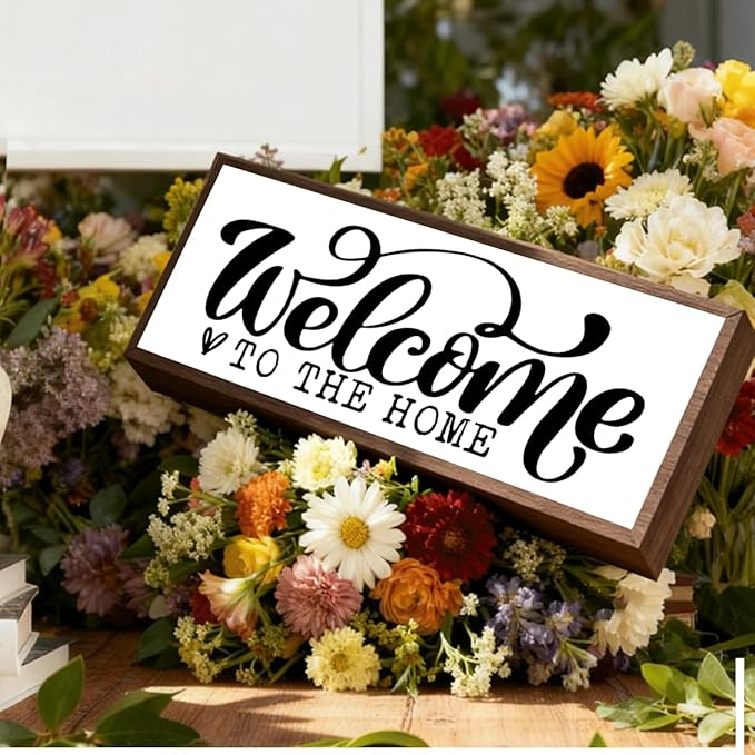 Welcome Home Decor, Rustic Framed Home Sign, Modern Farmhouse Wall Decoration, Living Room Decors, Front Door Signs for Porch Entryway Decor, Shelf Table Decors, Solid Wood Frame