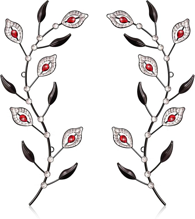 sxnzequnze 2 Pcs Metal Leaf Wall Art Crystal Bling Decorations Silver Leaves 3D Iron Handmade Home Decor Hanging Minimalist Accents Modern Set for Living Room Bathroom Bedroom Dining Room Hallway