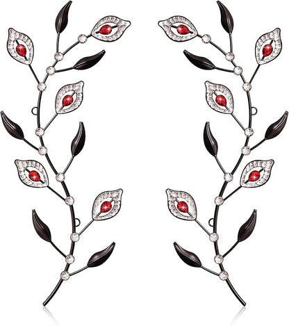 sxnzequnze 2 Pcs Metal Leaf Wall Art Crystal Bling Decorations Silver Leaves 3D Iron Handmade Home Decor Hanging Minimalist Accents Modern Set for Living Room Bathroom Bedroom Dining Room Hallway