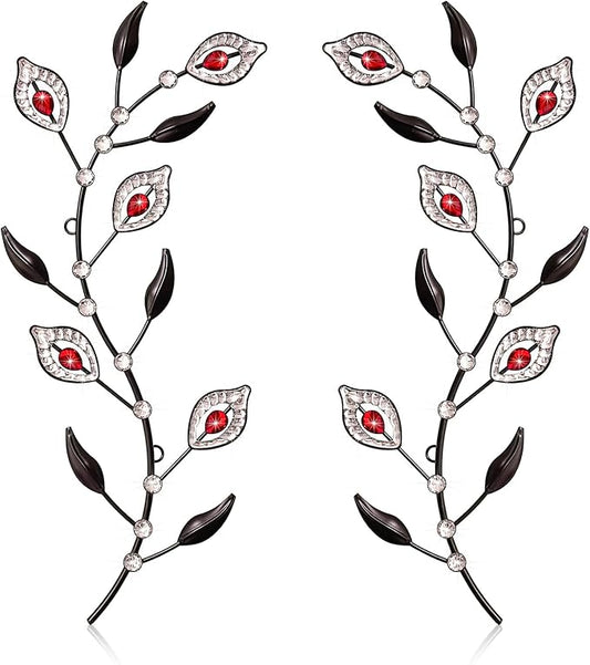 sxnzequnze 2 Pcs Metal Leaf Wall Art Crystal Bling Decorations Silver Leaves 3D Iron Handmade Home Decor Hanging Minimalist Accents Modern Set for Living Room Bathroom Bedroom Dining Room Hallway