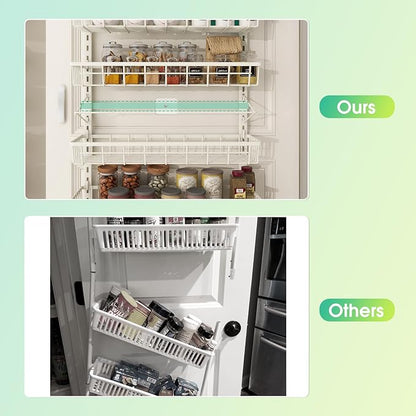 12 Inch Wide Narrow Over The Door Pantry Organizer, Pantry Organization and Storage, Black Metal Hanging Deep Basket Wall Spice Rack Seasoning Shelves, Home & Kitchen Essentials, Apartment