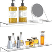 Clear Acrylic Floating Shelves Set of 2 for Lego Sets Funko Pop Collectibles Kids Bookshelf Figures Plant Picture Photo Modern Wall Ledge Floating Shelf for Bedroom Decor Living Room Wall Shelf