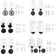 Battery Operated Wall Sconces Set of Two, Wireless Wall Sconces with Remote Control, 3CCT Dimmable Rechargeable Wall Lights, Black Wall Lamps for Bedroom, Living Room, RGB Bulbs Included, ETL Listed