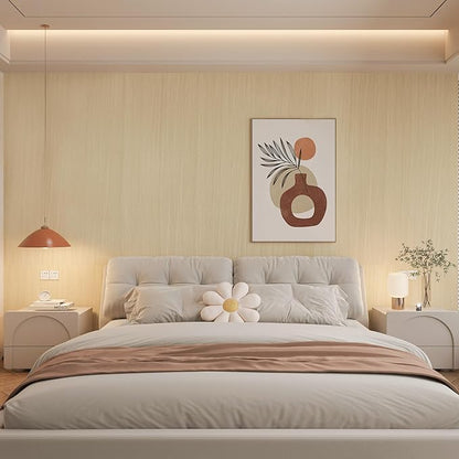 BOMENG White Oak Wood Contact Paper Peel and Stick Light Oak Wallpaper Countertops for Kitchen Beige Wood Wallpaper 16"x354" Faux Wood Grain Wall Paper for Cabinets Drawes Liner Walls Desk