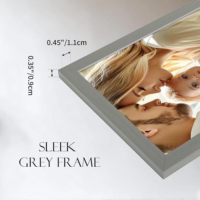 Hoikwo 18 Packs 5x7 Grey Multi Plastic Picture Frames Set with Plastic Cover for Family Photos, Artwork, Light Weight Set 5 by 7 Frames Pack for Wall Hanging and Table, Stylish Picture Frames