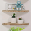 Joiishom Wood Corner Wall Shelves Set of 2, Solid Wood Corner Floating Shelves, Round End Wall Mounted Floating Corner Shelf for Bedroom, Living Room and Kitchen. (Carbonized-12 inch)