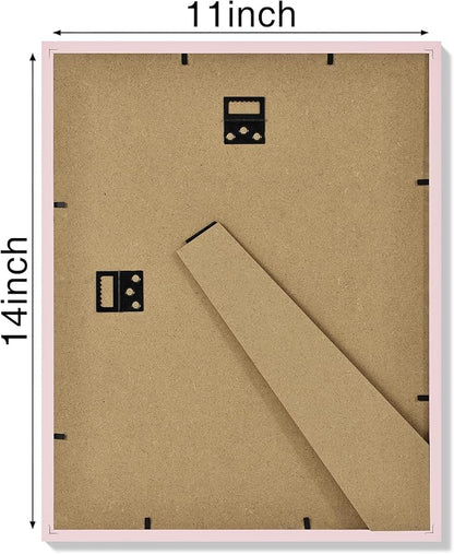 Vittanly 11x14 Picture Frames Set of 4, Display Pictures 8x10 with Mat or 11x14 without Mat, Gallery Wall Frame Set for Wall or Tabletop, Engineered Wood with Shatter Resistant Plexiglass, Pale Pink