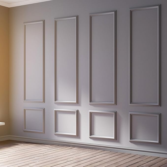 3 Sets Peel and Stick Pre-Cut Wall Molding Kit Wainscot Wall Panel Premade Wainscoting Panels for Interior Molded Home Moulding Decoration(Novel)