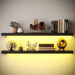 BAMEOS Floating Shelves with LED Light, Wall Mounted Wooden Shelves with Invisible Brackets, Set of 2, Hanging Wall Shelves for Bedroom, Bathroom, Living Room and Kitchen(31