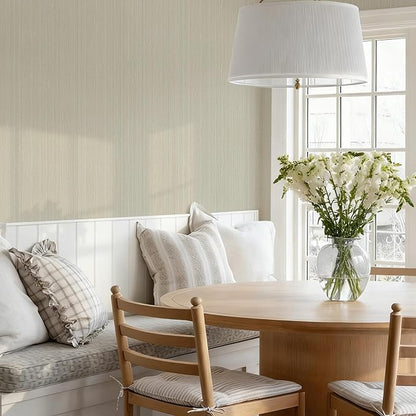 20.8" x 393.7" Grasscloth Peel and Stick Wallpaper, Textured Wallpaper for Decor Bedroom Kitchen Cabinet