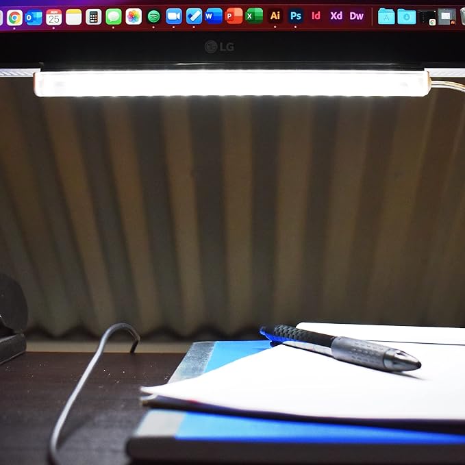 TrueColor USB-Powered LED Light Bar with Frosted Cover for Under Cabinet, Under Monitor, TV Backlight – Easy-Install - Adhesive & Mounting Brackets Included - 100,000 Hours Lifetime (8", Daylight)
