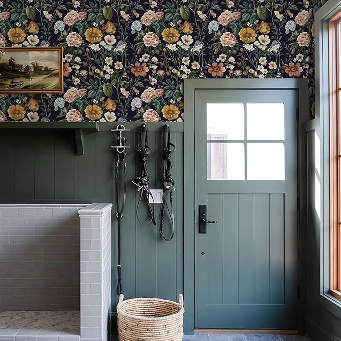 Livebor Floral Peel and Stick Wallpaper Vintage Floral Contact Paper 16.9