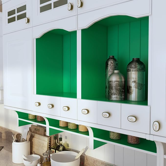 VEELIKE Shamrock Green Peel and Stick Wallpaper Green Contact Paper for Cabinets Shelf Drawers Liners Countertop Renter Friendly Self Adhesive Waterproof Stick on Wallpaper for Bedroom 15.7''x354''