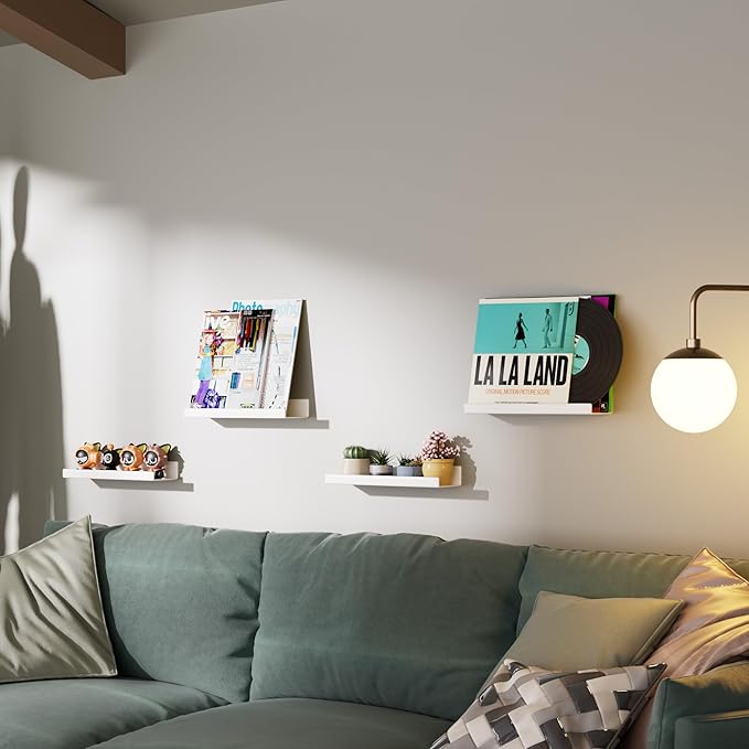 Albumgit 2 Pack Acrylic Shelves for Wall Storage, Self-Adhesive 15