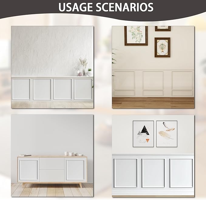 3-Frame 16" x 24" Premade Accent Wall Molding Kit, Ready-to-Assemble Wainscoting Panels, Pre-Cut Chair Rail Moulding Trim Picture Frame for Home Décor