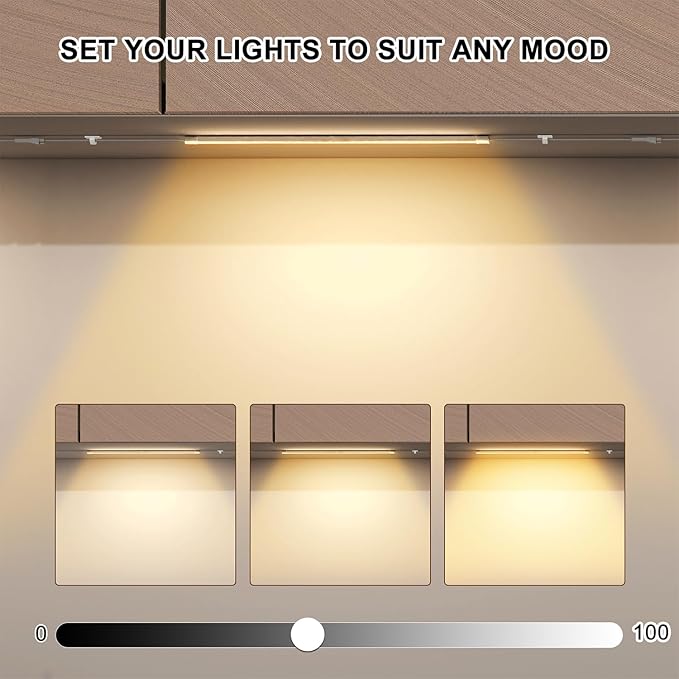 Silicone Under Cabinet Lighting Kit, 12 Inch Linkable LED Strip Lights Work with Alexa, Dimmable, Remote Control, Smart App, 6 Pack White Light for Closet, Shelf, Workbench, Desk (Warm White)