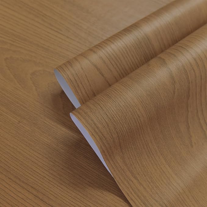 16"x354" Brown Peel and Stick Wallpaper Waterproof Walnut Contact Paper Removable Thickened Wood Look Peel and Stick Wallpaper Textured Self Adhesive Wood Stickers for Cabintes Table Drawer