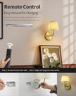 PUSU Motion Sensor Gold H9.6 inch Small Wall Sconces Set of 2, LED Cordless Rechargeable 5200mAh Battery Operated Fabric Wall Lamps with Remote, Lighting for Living Room, Bedroom, Hallway, Stairs