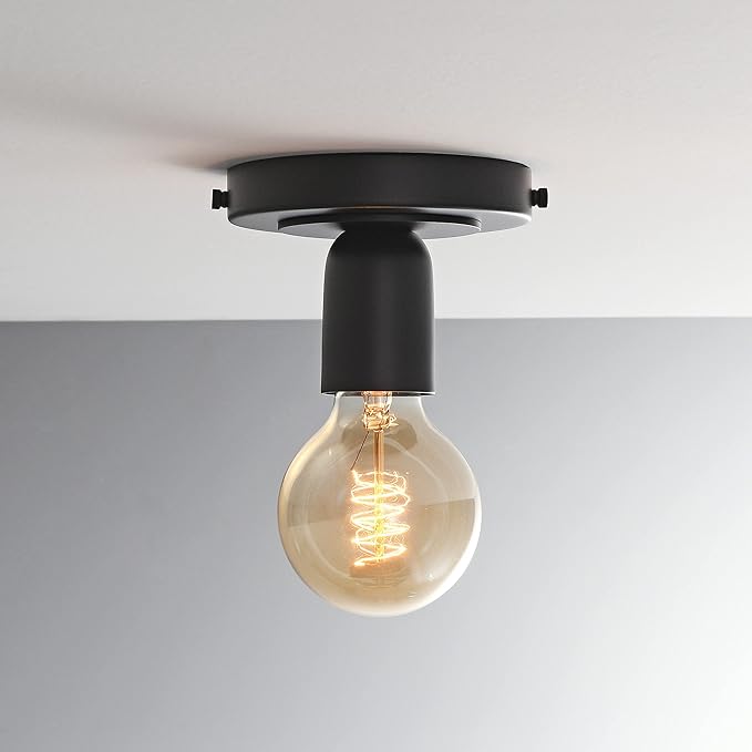 BRIGHTTIA Luna Uno 1-Light Wall Sconce - Mid Century Industrial Modern Flush Mount Fixture for Wall & Ceiling - Minimalist Lamp for Bathroom and Small Spaces - Matte Black (BC0026-1B)