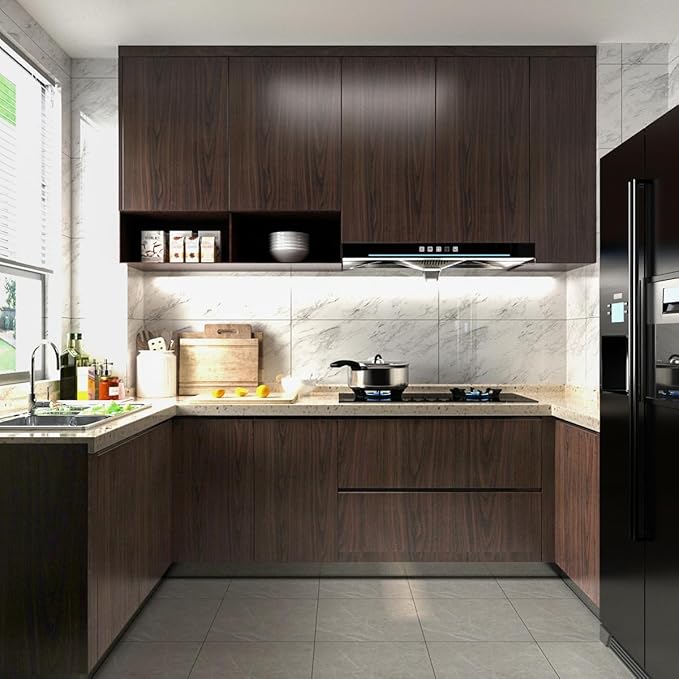 Dark Brown Wood Grain Contact Paper Thick Walnut Wood Wallpaper Peel Stick Black Walnut Wood Look Wall Paper Removable Adhesive Waterproof Wall Covering Decoration Countertop Table Counter Vinyl Wrap