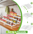 4 Tier Adjustable Spice Rack Organizer for Cabinet - White (2 PCS S&L) Expandable Spice Shelf with Protection Railing for Inside Cabinets, Countertop, Pantry Storage & Seasoning Organization