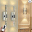 Motion Sensor Wall Sconces Battery Operated Set of 2, Rechargeable Wall Sconce, 3CCT Battery Wall Sconce, 12000mAh Dimmable with Remote for Bedroom, Living room, Hallway (15.3 inch - Chrome - 2 Pack)