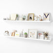 Picture Ledge Shelf, Wood Long Floating Shelves for Wall, Set of 2, 56 inch Picture Ledge Shelves, Photo Ledge Nursery Book Shelves Wall Mounted for Living Room Kids' Room Bedroom, Color White