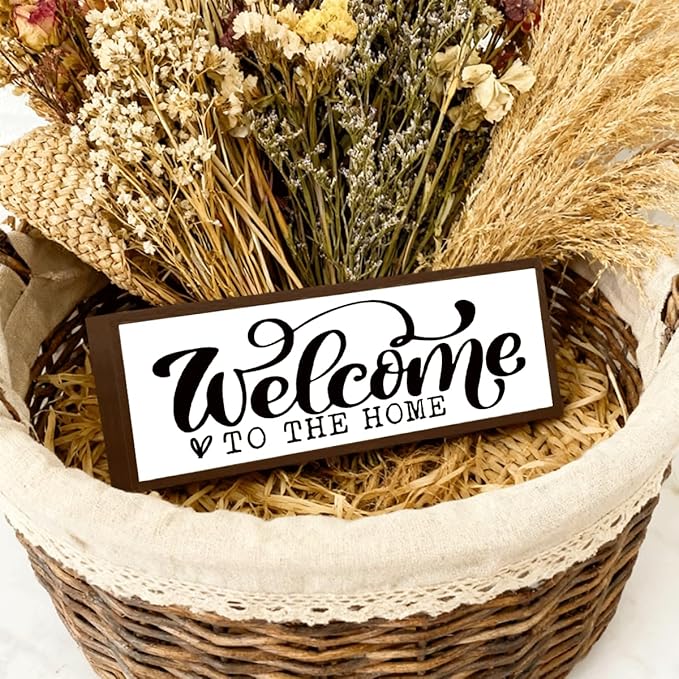Welcome Home Decor, Rustic Framed Home Sign, Modern Farmhouse Wall Decoration, Living Room Decors, Front Door Signs for Porch Entryway Decor, Shelf Table Decors, Solid Wood Frame