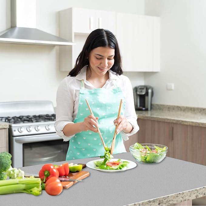 Yancorp 16"x394" Matte Light Gray Contact Papaer Peel and Stick Wallpaper Vinyl Wrap Countertop Wallpapers Waterproof for Cabinets Drawers Bedroom Kitchen Self-Adhesive Wallpaper